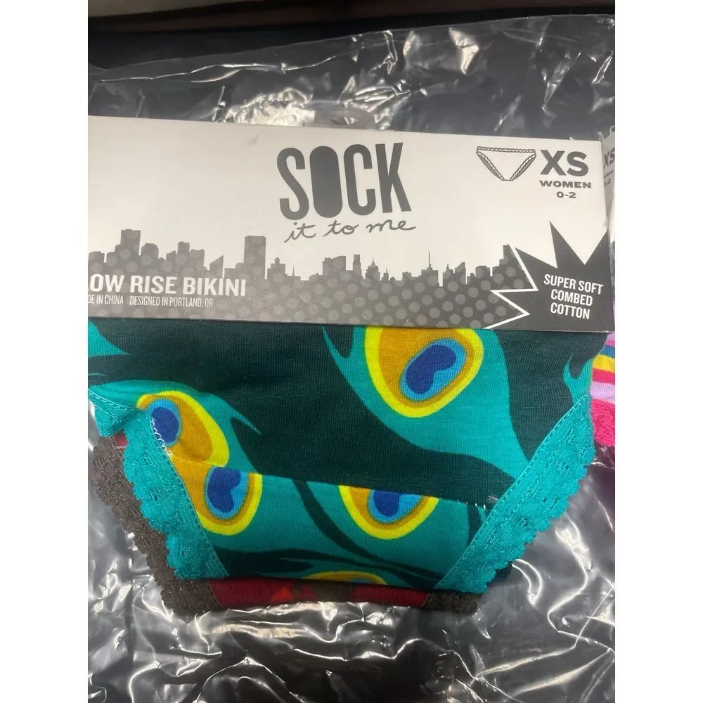 Sock‎ it to me low rise women bikini underwear hearts unicorn peacock XS